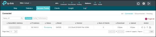 Shows adoption provisioning status.