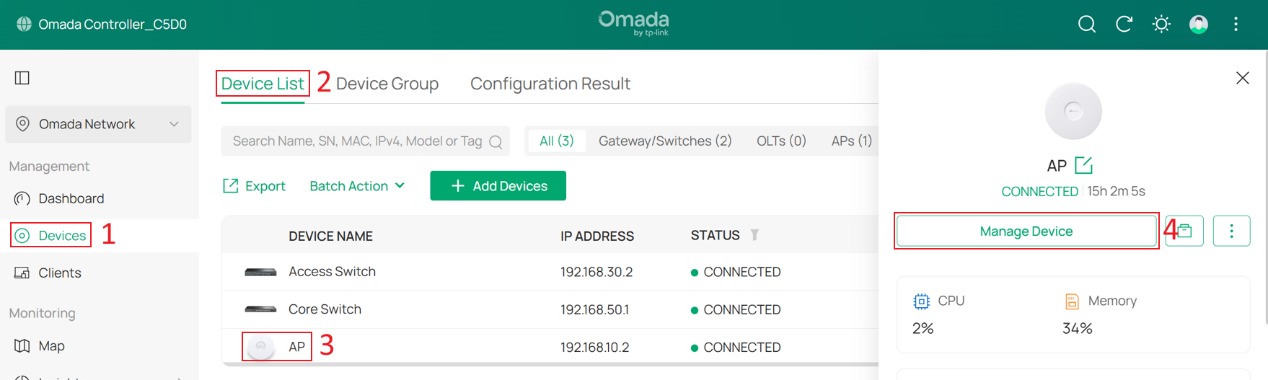Go to the private configuration page of AP.