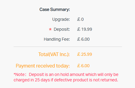Case summary page for Advanced-Deposit shipping method.