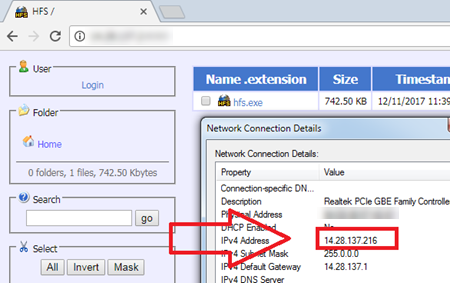 Shows web server being accessed by the IP address.