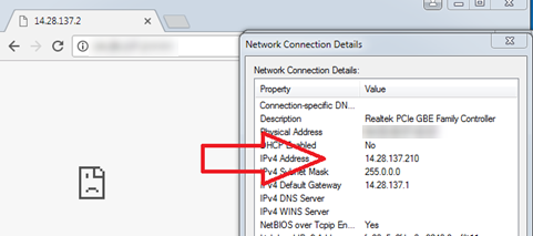 Shows the web server being inaccessible. 