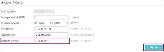 Shows system IP configuration page.