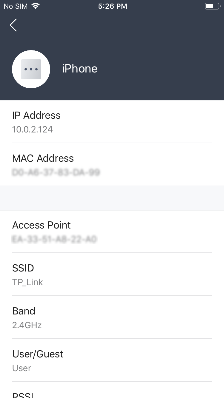 Shows path to detailed client information.