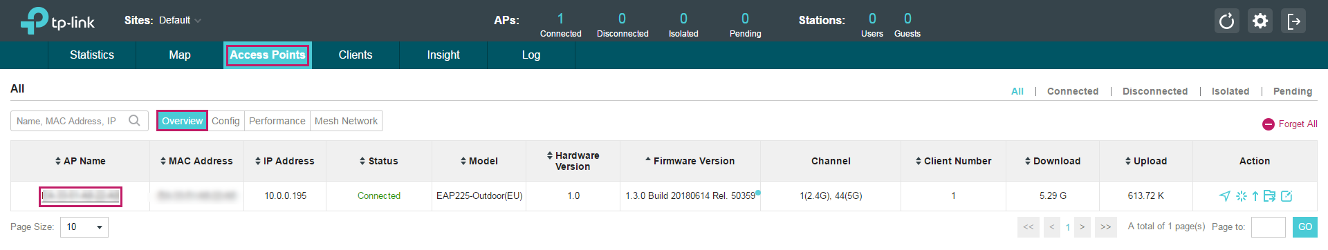 Shows path to see client for specific access point.
