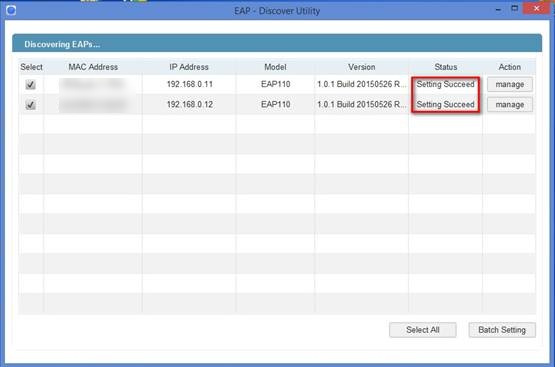 Success message once settings are saved.