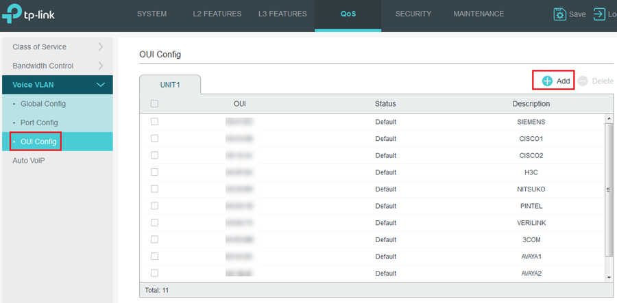 Shows path to add new OUI.