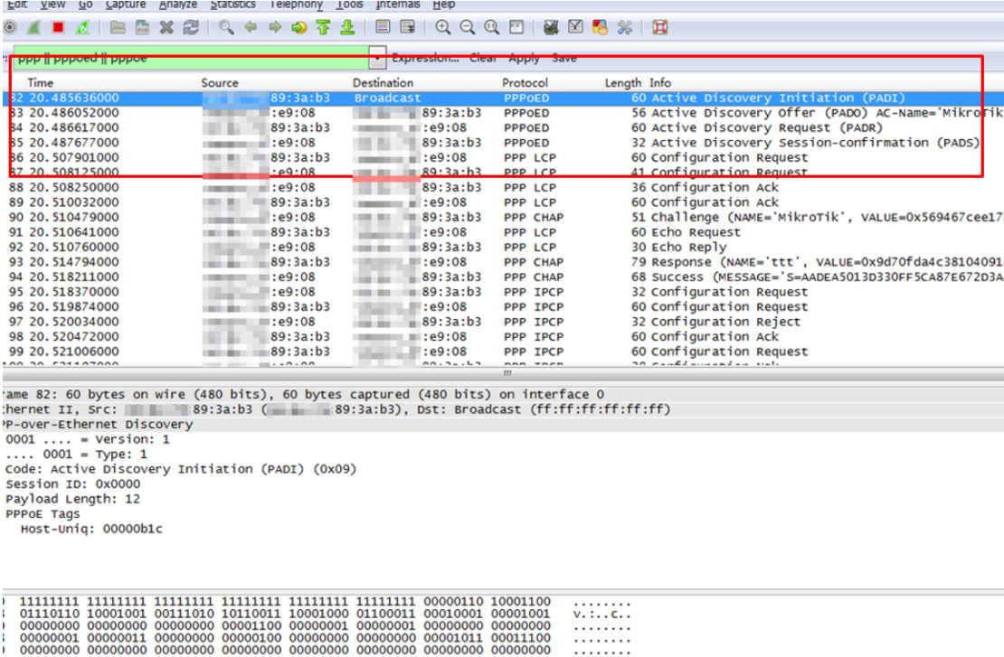 Interaction process of PPPoE dial-up.