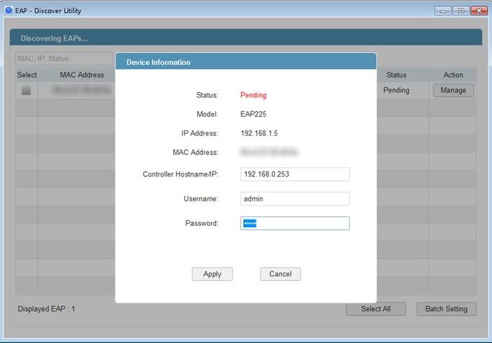Shows example of configuring the device information.