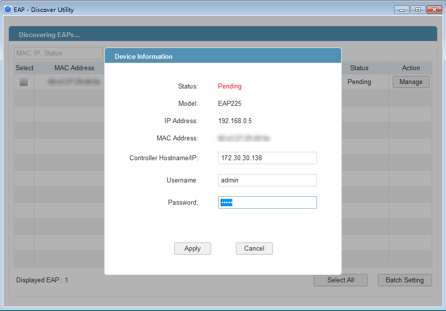 Shows example of configuring device information.