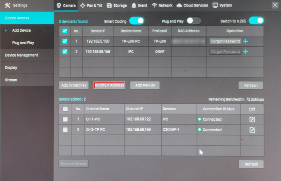 Shows path to modify IP address.