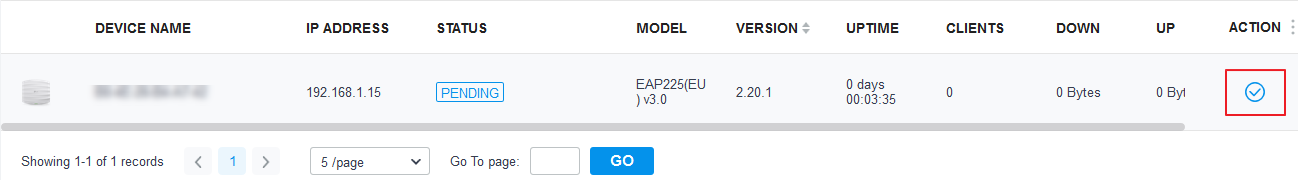 Shows device page with pending EAP.