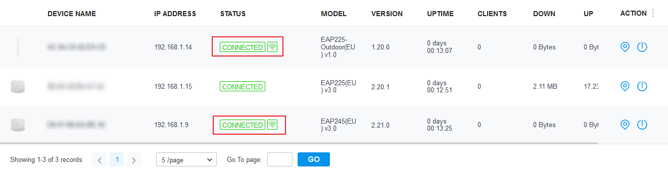 Shows devices as connected in device list.