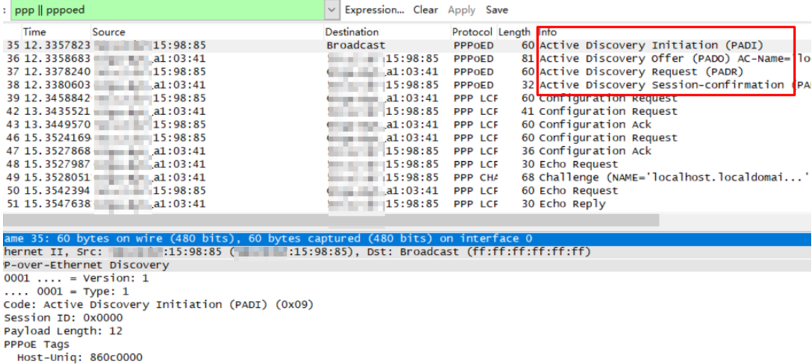 PPPoE dial-up status of "PPPoE and DHCPv6".