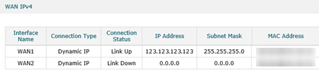 Shows status of the WAN interfaces.