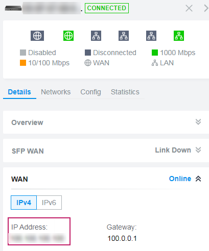 Shows path to WAN details on the controller.