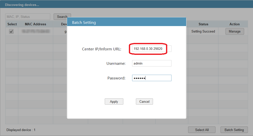 Information required to be filled in the Inform URL.