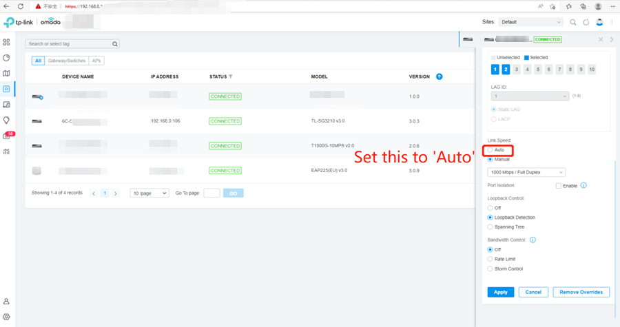 Show the location of Auto mode.