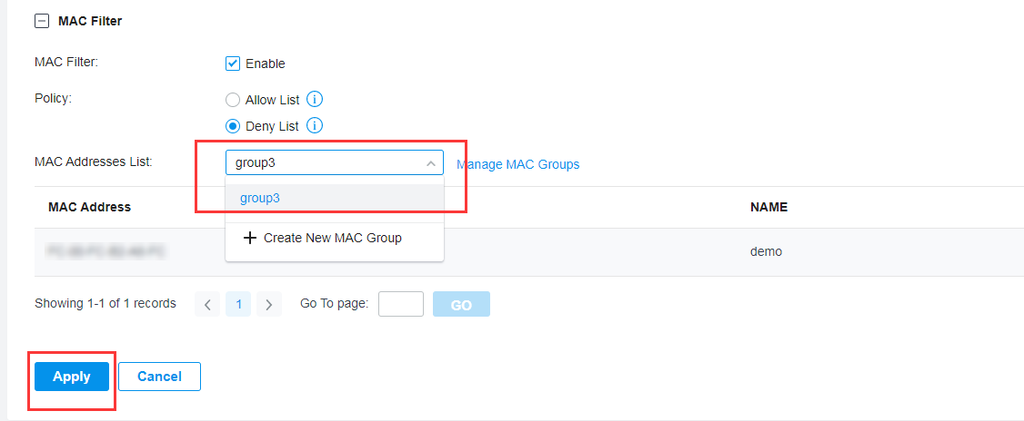 Check the MAC address list again.