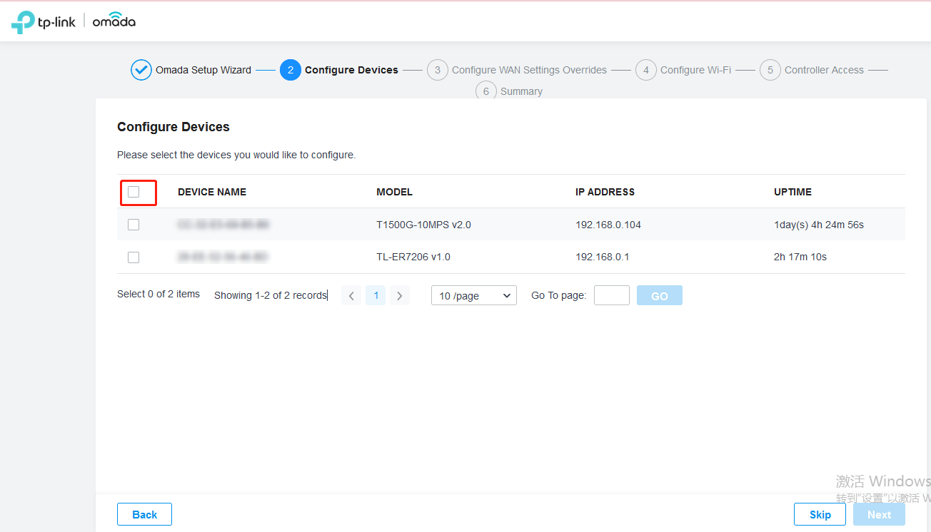 Show configure device page.