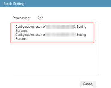 Display the page with successful configuration.