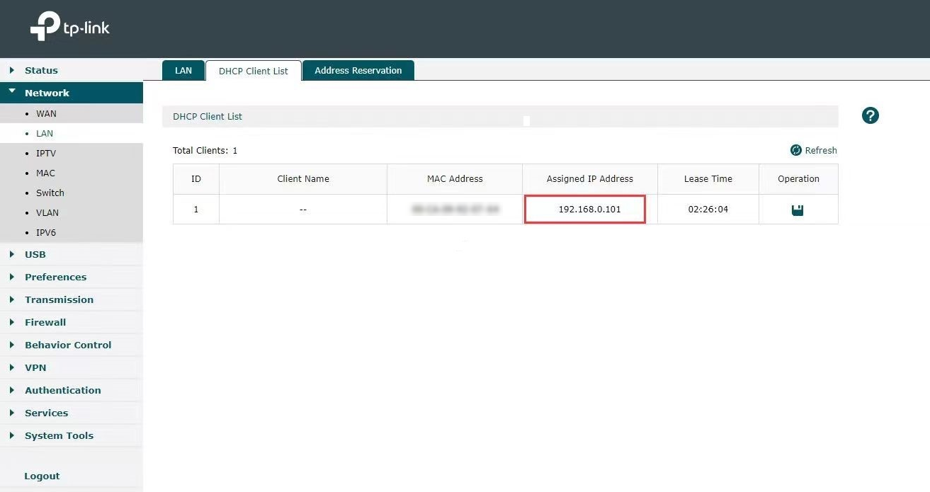 Find the switch IP on the router DHCP client list.