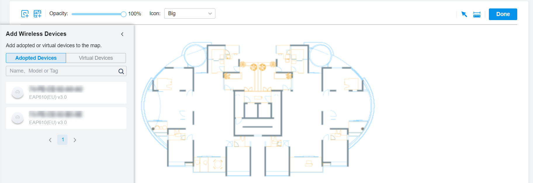 Shows list of adopted devices.