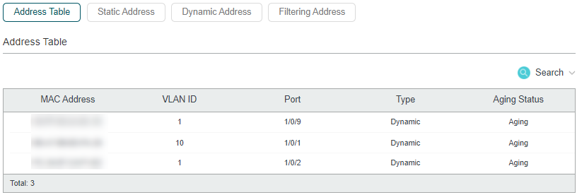 Shows path to MAC address table.