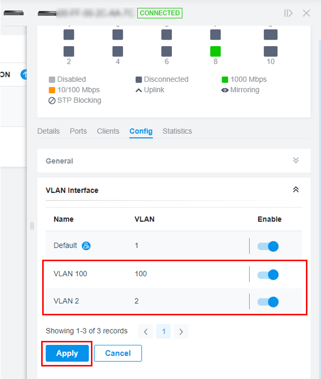 Shows path to create VLAN interface.