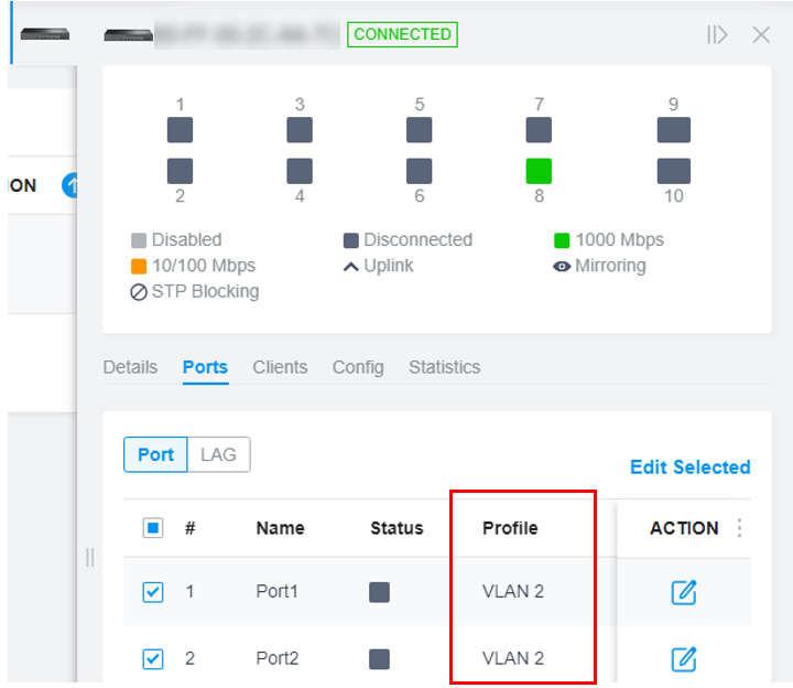 Shows path to edit VLAN profiles.