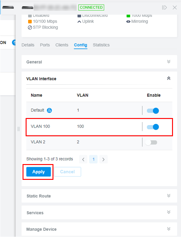 Shows path to create VLAN interface. 