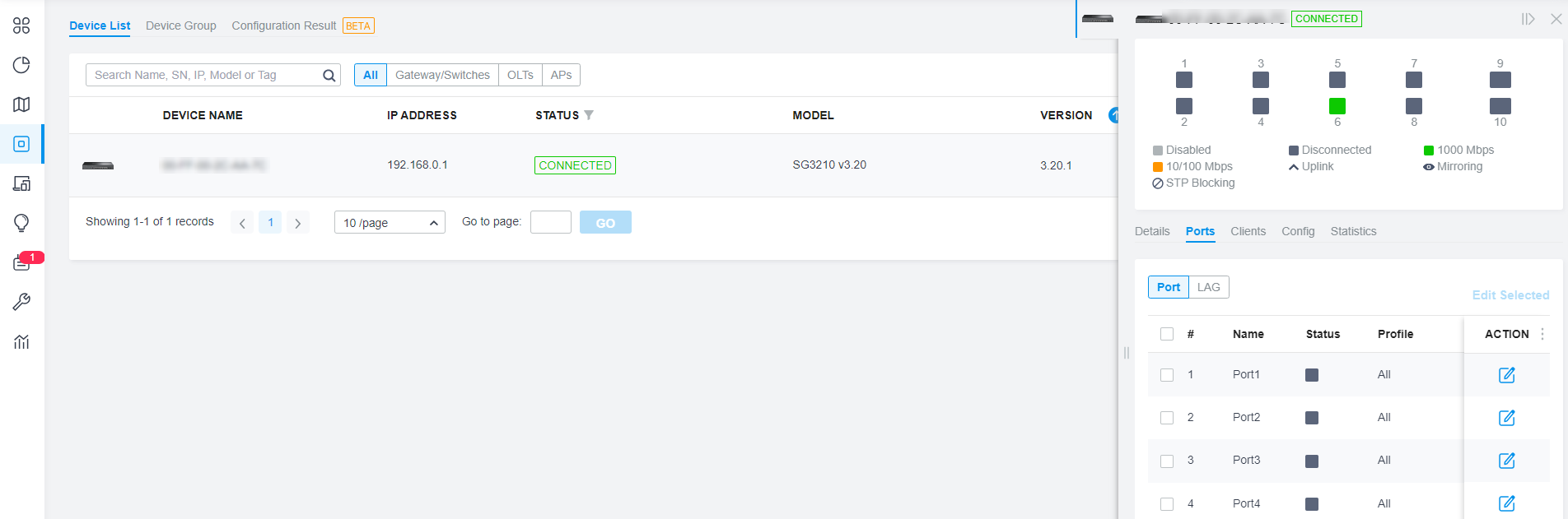 Shows path to port profile overrides.
