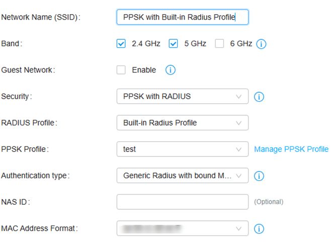 Shows example of SSID configuration.
