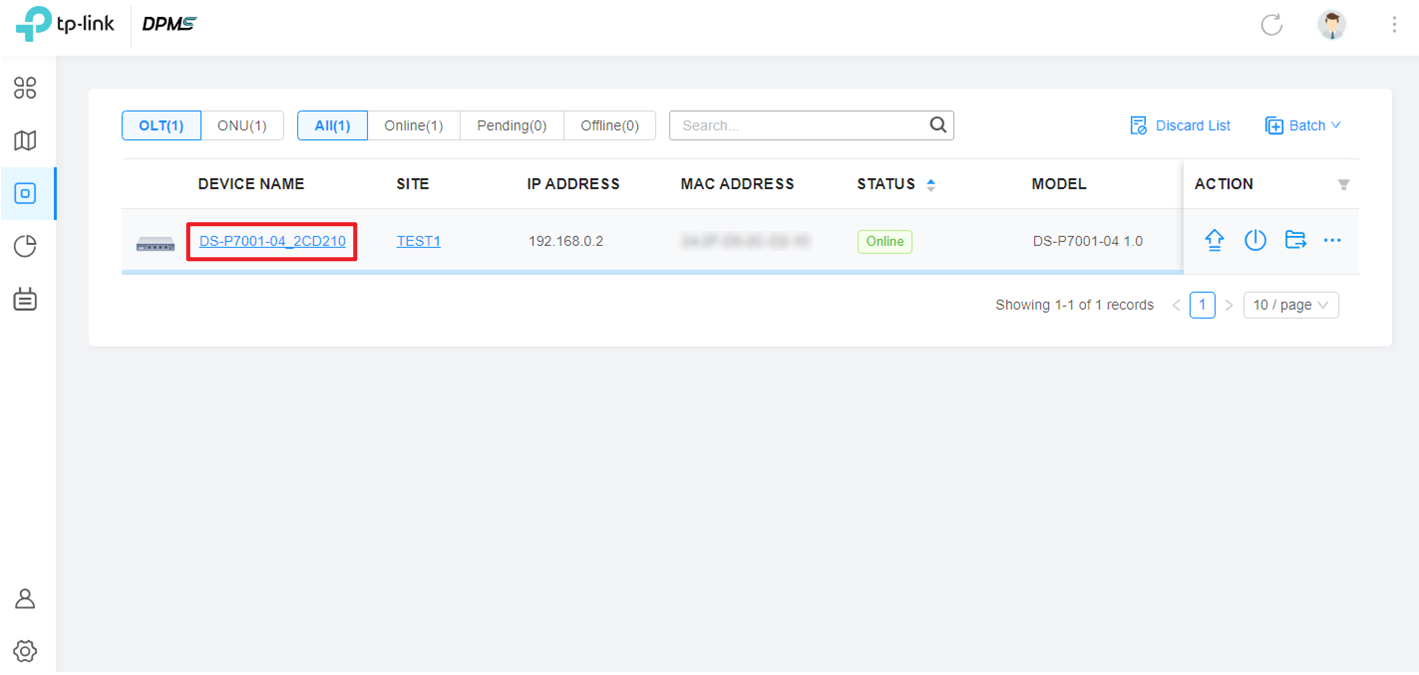 Shows path to device properties after adoption.