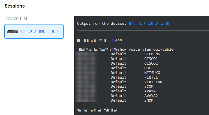 Shows output from terminal command.