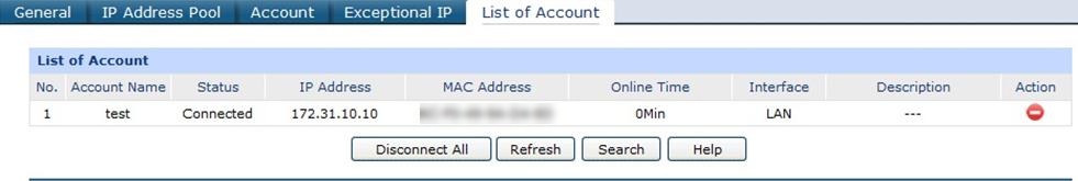 List of Account page.