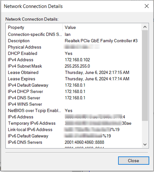 Shows example of validation from network adapter.