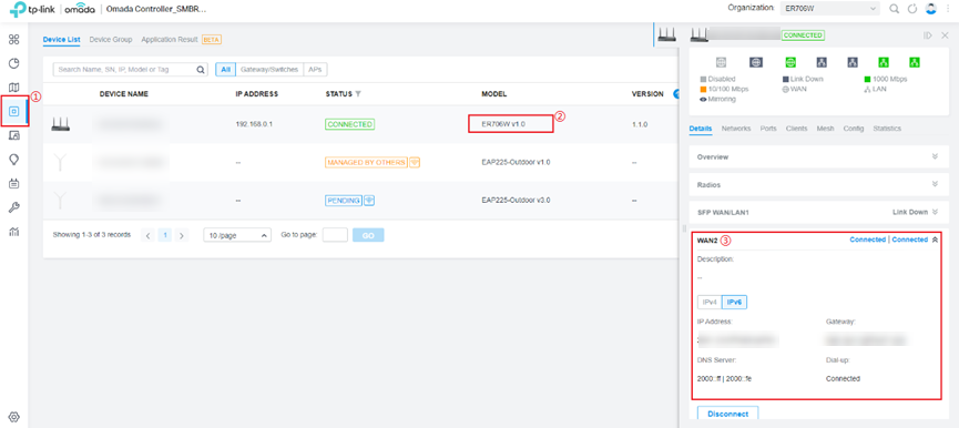 Shows path to find WAN details.