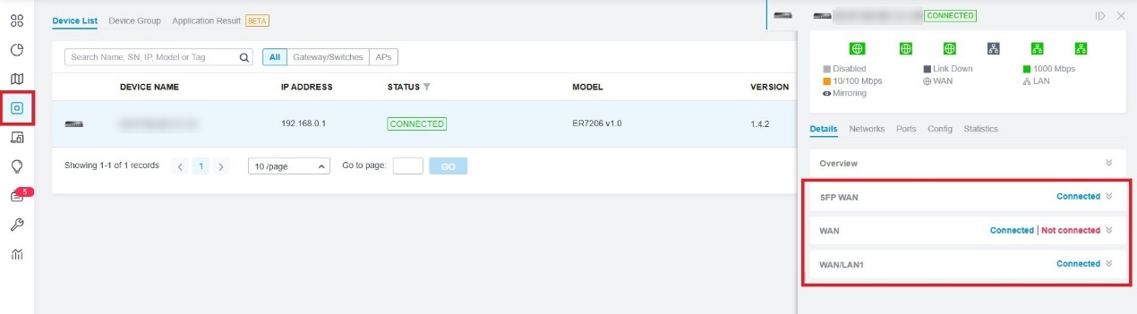Shows path to view WAN status.