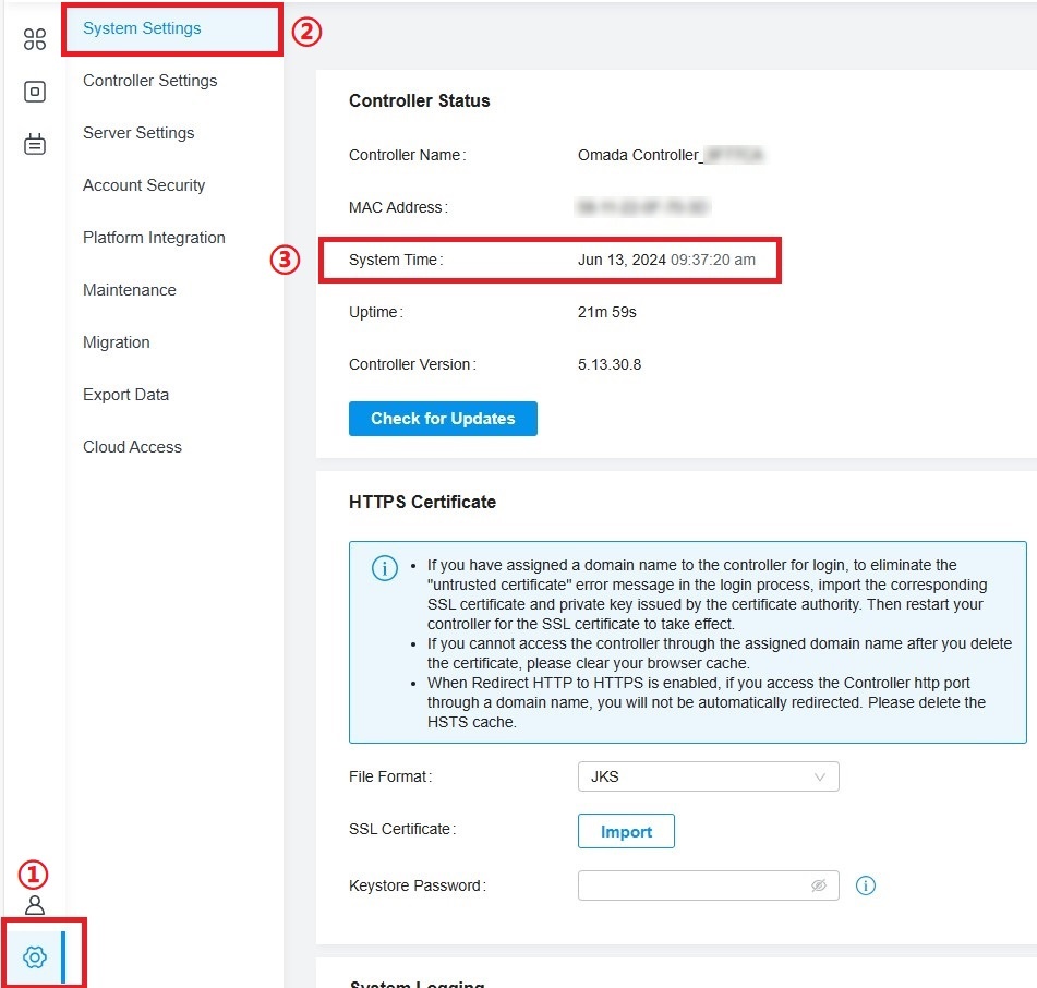 Shows path to view system time.