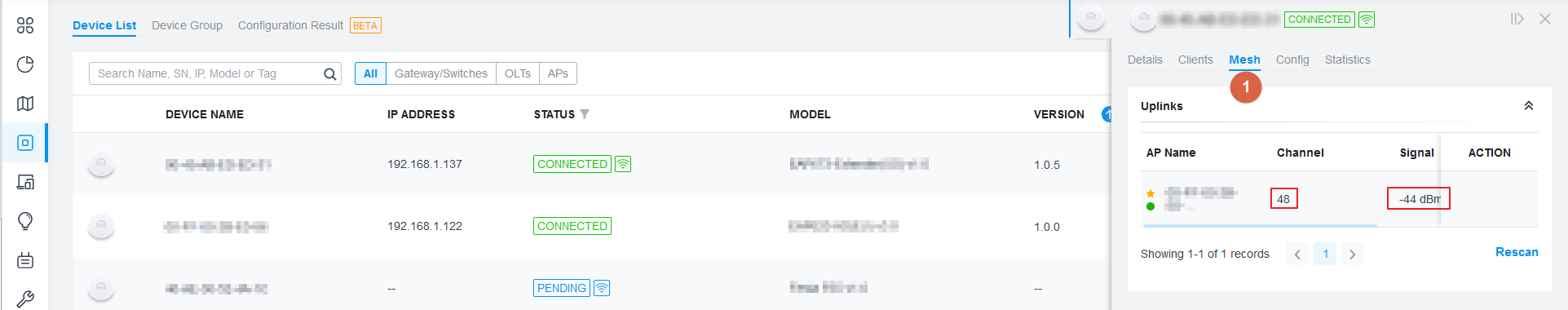 Shows path to find details on mesh connections.