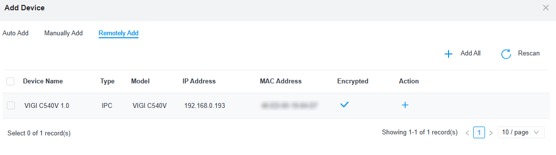 Device List of Remotely Add.