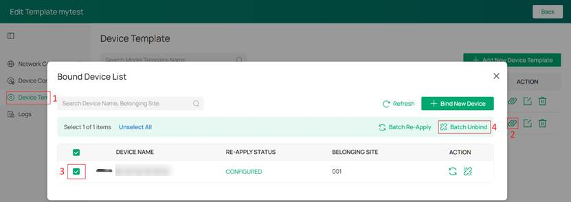Batch unbinding devices from "SG_01".