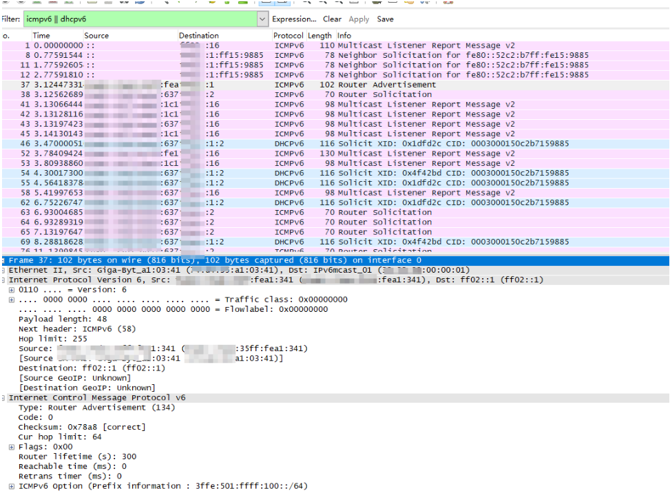 SLAAC dial-up status via "PPPoE and SLAAC".