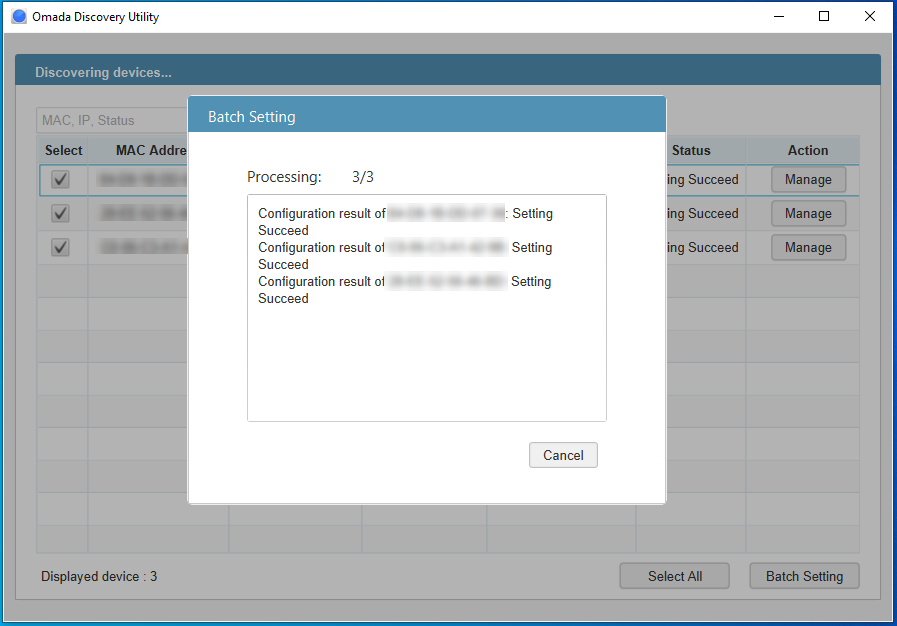 Show configuration result.