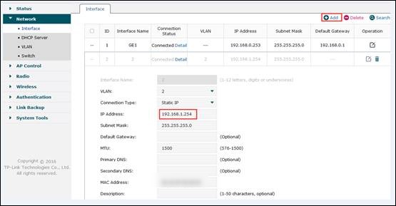 How to configure the interface IP address of AC controller’s VLAN2