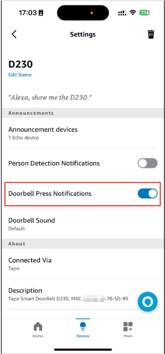 Settings page.