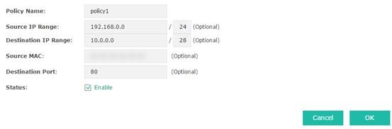 Authentication policy configuration screen.