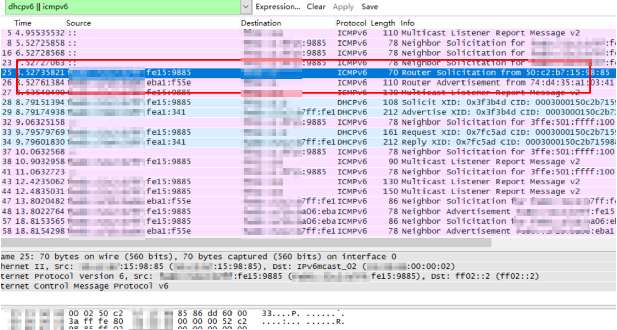 SLAAC dial-up status via "DHCP and SLAAC".