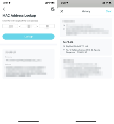 Check vendor information on MAC Address Lookup page.