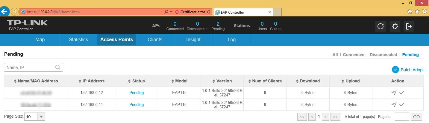 Access points in pending status.